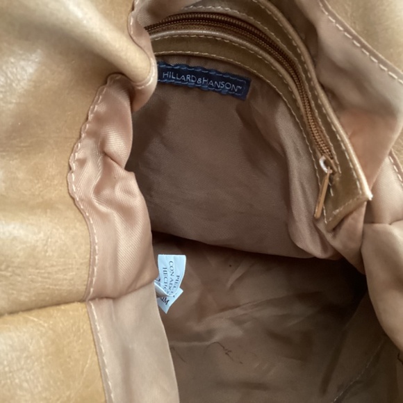 Hillard & Hanson Leather Slouch Drawstring Snap Closure Handbag - Picture 8 of 11